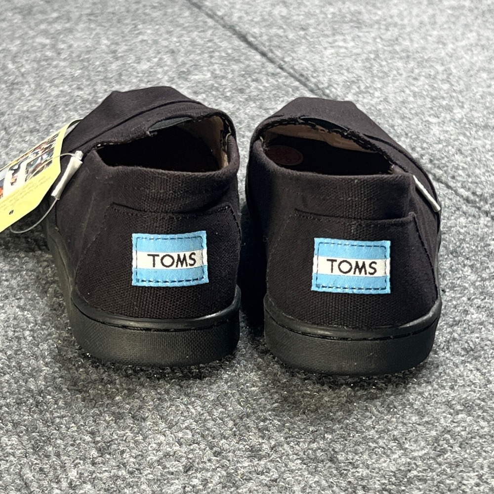 NIB TOMS Youth 5 Classic‎ Black Canvas Slip On Alpargata Shoes 10010530 - Picture 6 of 12